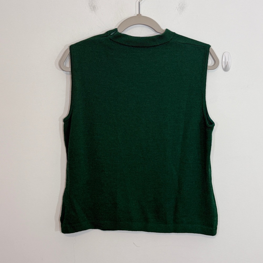 St. John Womens Shell M Green Santana Knit Sleeveless Mock Neck Career Casual - Picture 5 of 11